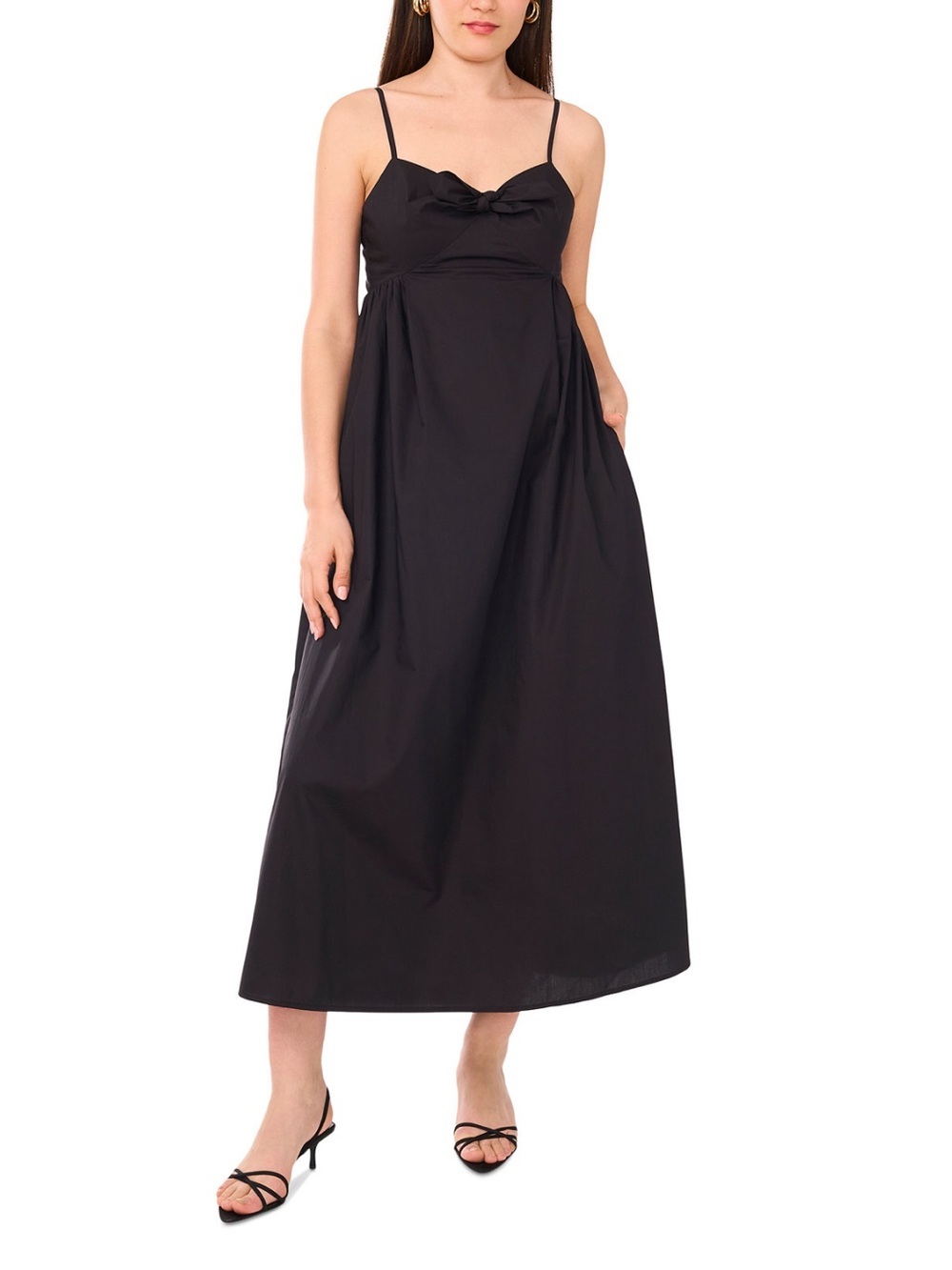 1.STATE Bow Front Cotton Midi Dress Black Lightweight Women’s Size Medium NWT - Picture 14 of 14